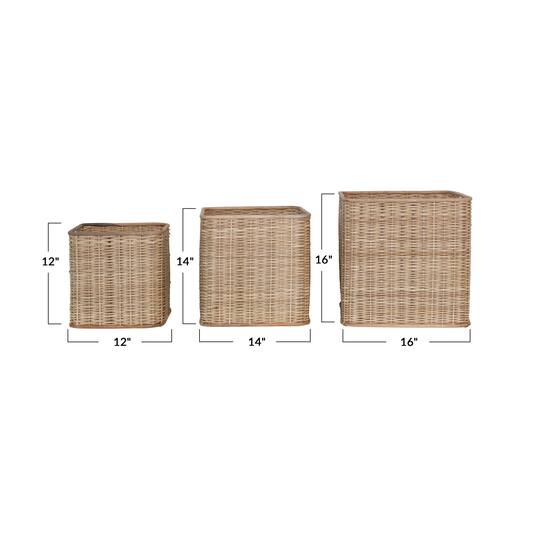Hello Honey® Natural Handmade Palm & Rattan Basket Storage Set with Handles